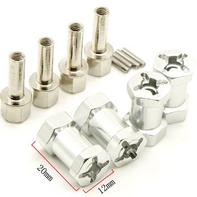 A Set of Aluminum Alloy 12mm Wheel Hub Hex Drive Adaptor + 20mm Offset for 1:10 Axial SCX10 /Wraith RC Crawler Car (Silver, 20MM)