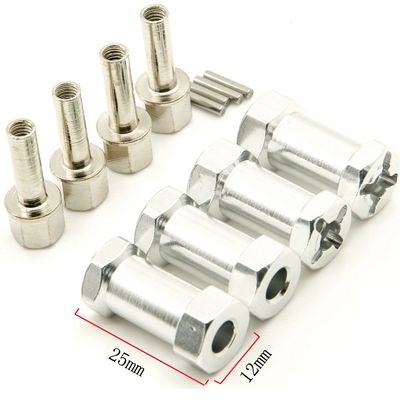 A Set of Aluminum Alloy 12mm Wheel Hub Hex Drive Adaptor + 25mm Offset for 1:10 Axial SCX10 /Wraith RC Crawler Car (Silver, 25MM)