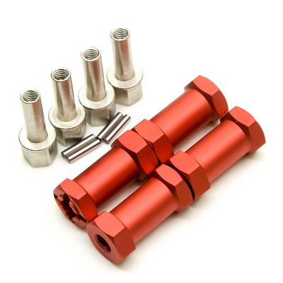 A Set of Aluminum Alloy 12mm Wheel Hub Hex Drive Adaptor + 25mm Offset for 1:10 Axial SCX10 /Wraith RC Crawler Car (Red, 25MM)