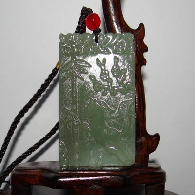 2.4" Chinese Certified Nature Hetian Nephrite Jade Lucky Horse Pendants