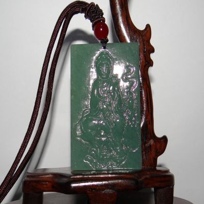 2.2"China Certified Nature Hetian Nephrite Jade Guanyin Neckalce Pendants