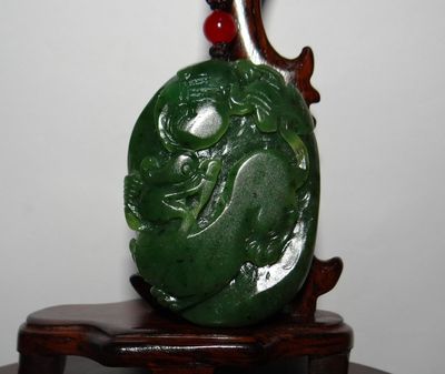 2.4"China Certified Nature Hetian Nephrite Jade Fortune Pixiu and Ruyi Pendants
