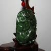2.4"China Certified Nature Hetian Nephrite Jade Auspicious Goat and Bat Pendants view 2