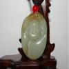 1.8" China Certified Nature Hetian Nephrite Jade Fine Caved Blessing Buddha and Bat Pendants view 1