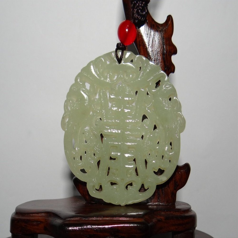 2"China Certified Nature Hetian Nephrite Jade Good Harvest and Magpies Pendants