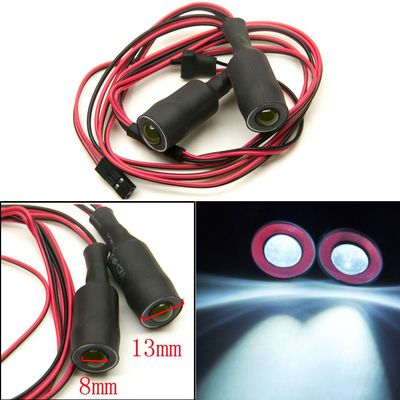QUE-T 13mm 2 LEDs Angel Eyes & Demon Eyes LED Headlight/Back Light for 1:10 RC Model Crawler Cars, (Red + White, 13MM)