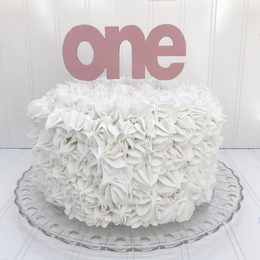 One Birthday Cake Topper, 1st Birthday, Perfectly Pink, Smash Cake Photo Prop by Piece of Cake Parties