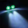 QUE-T 17mm 2 LEDs Angel Eyes & Demon Eyes LED Headlight/Back Light for 1:10 RC Model Crawler Cars, (Green + White, 17MM) view 3