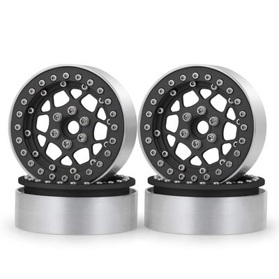 4Pcs Aluminum 2.2" Beadlock Wheels Rims for 1/10 RC AXIAL Wraith TRX-4 (Black)