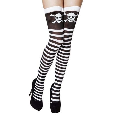 Boland Skull Pirate Skull Stockings for Adults, Black/White, One Size 02251