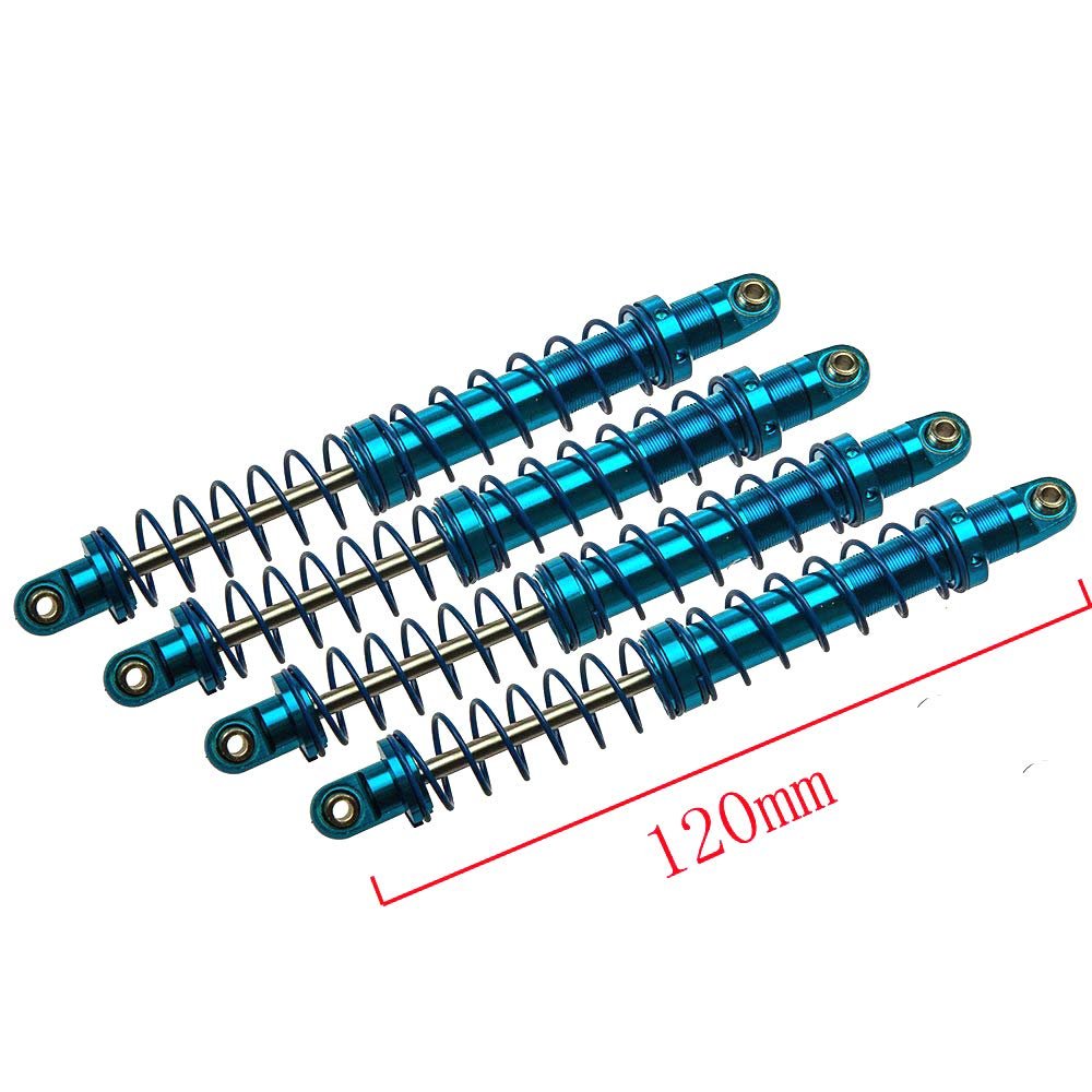 4 Pcs Aluminum Suspension Shock Absorbers Set for 1/10 RC D90 SCX10 Crawler Car Blue (120MM)