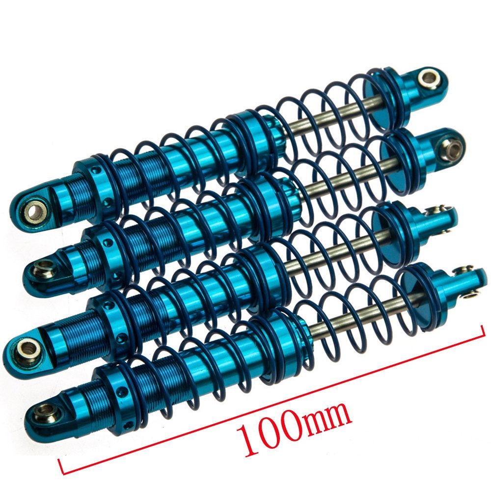 4 Pcs Aluminum Suspension Shock Absorbers Set for 1/10 RC D90 SCX10 Crawler Car Blue (100MM)