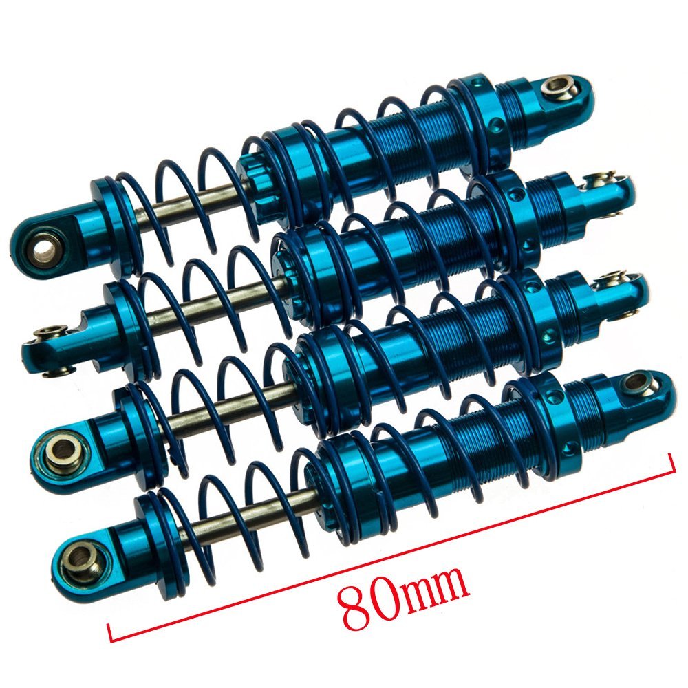 4 Pcs Aluminum Suspension Shock Absorbers Set for 1/10 RC D90 SCX10 Crawler Car Blue (80MM)