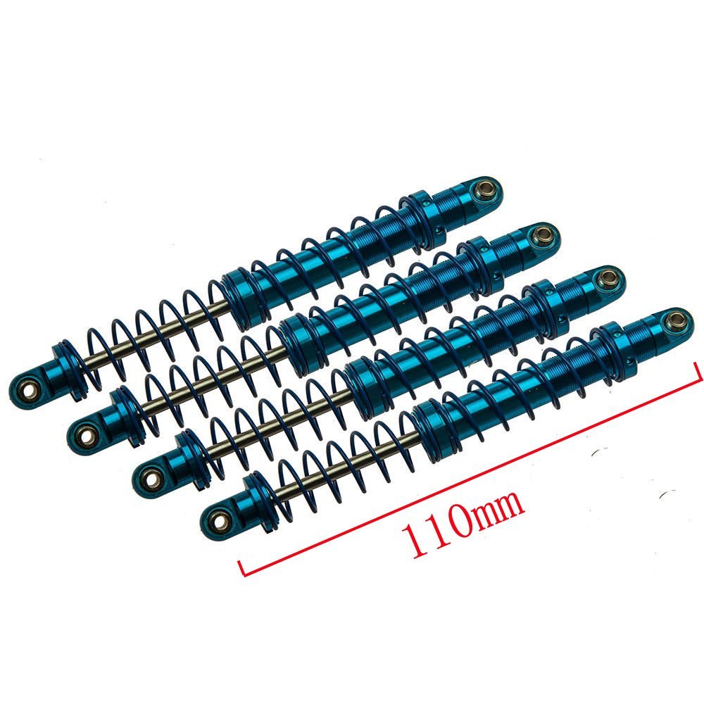 4 Pcs Aluminum Suspension Shock Absorbers Set for 1/10 RC D90 SCX10 Crawler Car Blue (110MM)