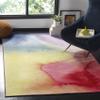 SAFAVIEH Washable Rug Paint Brush Collection - 7'9" x 10', Fuchsia & Yellow, Slip Resistant & Easy to Clean, Ideal for Living Room, Bedroom, Nursery, Kids Playroom, Dining Space (PTB118A) view 1