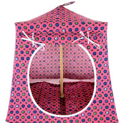 Toy Play Pop Up Camping Tent, 2 Sleeping Bags, Pink, Flower Print Fabric for Dolls, Stuffed Animals