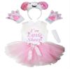 Petitebella Combined Cutie Animals Headband Tutu Shirt 6pc Girl Costume 1-8y (Sheep, 5-6 Years) view 1