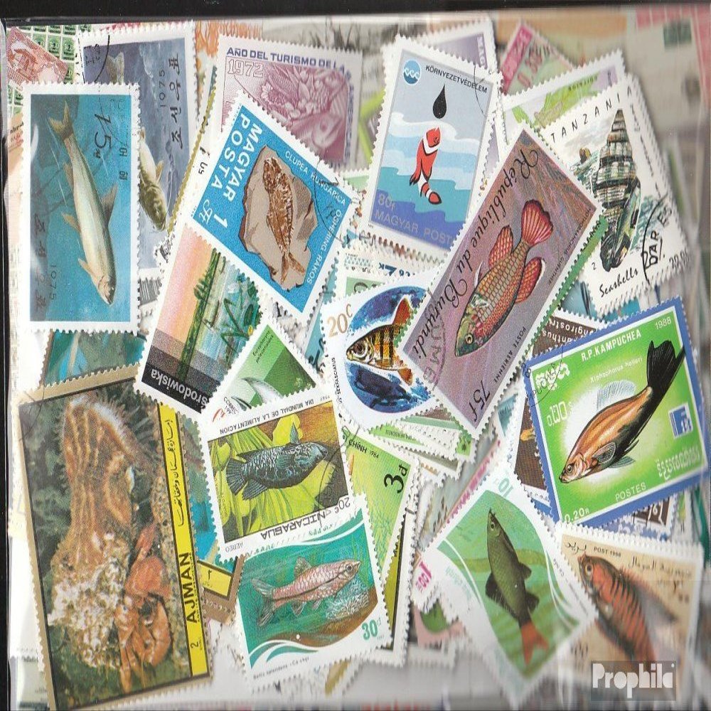 Prophila Collection Motives 1.000 Various Fish+Aquatic Animals Stamps (Stamps for Collectors) Water Animals