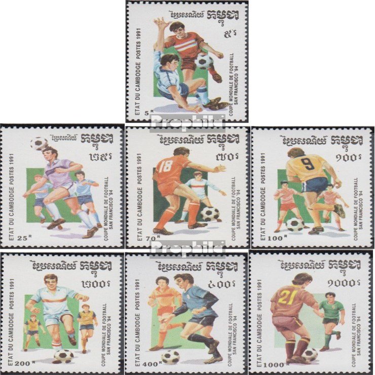 Cambodia 1196-1202 (Complete.Issue.) unmounted Mint/Never hinged ** MNH 1991 Football-WM 1994 in The U.S. (Stamps for Collectors) Soccer