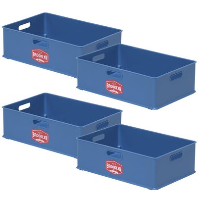 SANKA BKBX-MBL*4 Brooklyn ST Series Box, Finished Product, Medium, Set of 4, Stacking, Blue