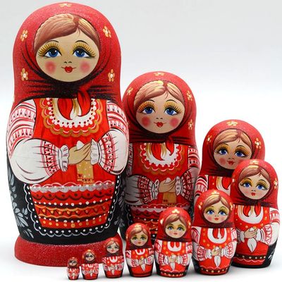 YAKELUS Russian Nesting Dolls for Kids Matryoshka Doll 10pcs Handmade