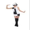 60s Mod Girl Costume - Halloween Groovy Black White Party Dress and Hat, Medium view 2