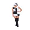 60s Mod Girl Costume - Halloween Groovy Black White Party Dress and Hat, Medium view 3