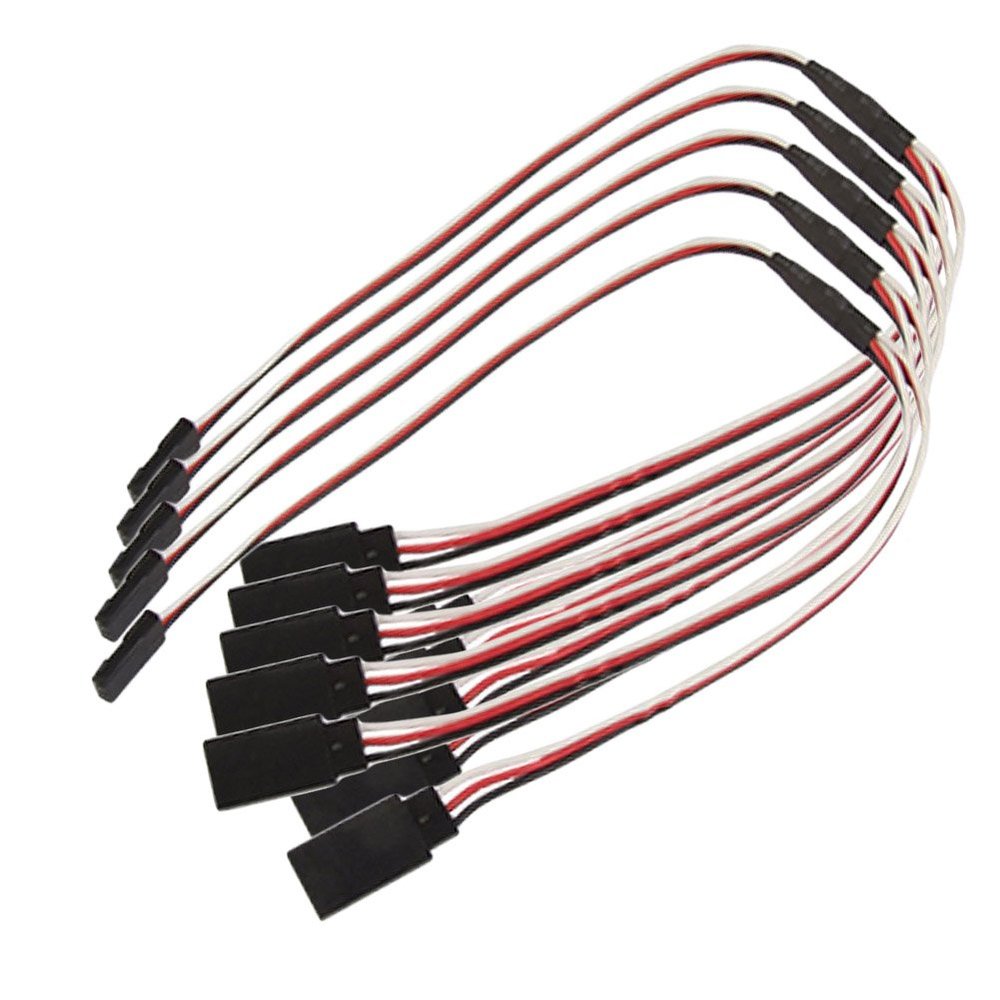 Mallofusa 5pcs 300mm 30cm JR Futaba Spare Servo Extension Lead Cord Wire Cable Splitter Male to Female Servo 1 to 2 Y Extension for KK MWC Eagle Control Board