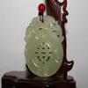 2"China Certified Nature Hetian Nephrite Jade Lucky Double Pixiu Neckalce Pendants view 3