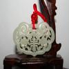 2.2"China Certified Hetian Nephrite Jade Blessing Bat and Ruyi Neckalce Pendant view 4