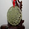 2"China Certified Hetian Nephrite Jade Lucky 5 Blessing Bat Necklace Pendant view 3