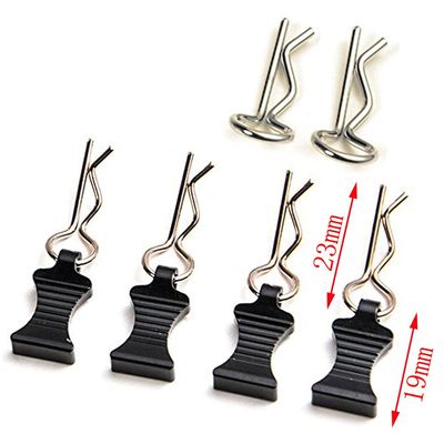 1 Set of Metal Body Clips Pins with Pull Tabs for 1/10 Axial SCX10 RC Model Crawler Car (Black)