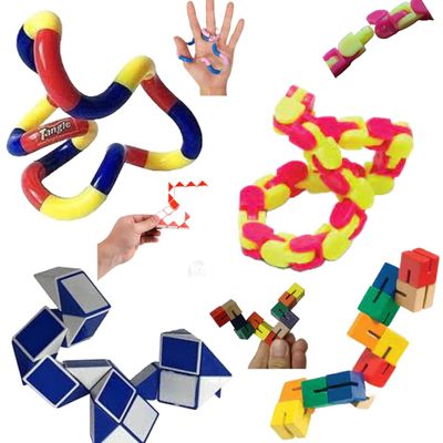 Star Magic Sensory Fidget Toys Set - 4 Pcs Stress Reducer Anxiety Relief Toys for Focus & Calm Great for Learning and Education Including Genuine Tangle Jr.