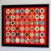 sfDisplay.com,LLC. 48 Casino Chip Coin Frame Display Case with Custom Colored Matting (Black Wood Frame, Red/Gold Matting) view 1