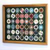 sfDisplay.com,LLC. 48 Casino Chip Coin Frame Display Case with Custom Colored Matting (Oak Wood Frame, Green/Gold Matting) view 1