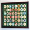 sfDisplay.com,LLC. 48 Casino Chip Coin Frame Display Case with Custom Colored Matting (Cherry Wood Frame, Green/Gold Matting) view 1