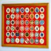 48 Casino Chip Coin Frame Display Case with Custom Colored Matting (Oak Wood Frame, Red/Gold Matting) view 1