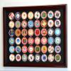 sfDisplay.com,LLC. 48 Casino Chip Coin Frame Display Case with Custom Colored Matting (Cherry Wood Frame, Black/Red Matting) view 1