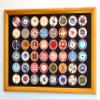 sfDisplay.com,LLC. 48 Casino Chip Coin Frame Display Case with Custom Colored Matting (Oak Wood Frame, Black/Red Matting) view 1