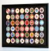 sfDisplay.com,LLC. 48 Casino Chip Coin Frame Display Case with Custom Colored Matting (Black Wood Frame, Black/Red Matting) view 1