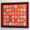sfDisplay.com,LLC. 48 Casino Chip Coin Frame Display Case with Custom Colored Matting (Cherry Wood Frame, Red/Gold Matting) view 1