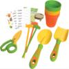 Curious Gardener 12 Piece Gardening Tool Set for Kids Ages 4-8 Years - Grower's Set - Includes Trowel, Shovel, Shears, 3 Nursery Pots, 3 Markers, and 2 Marker Sticker Sheets view 1