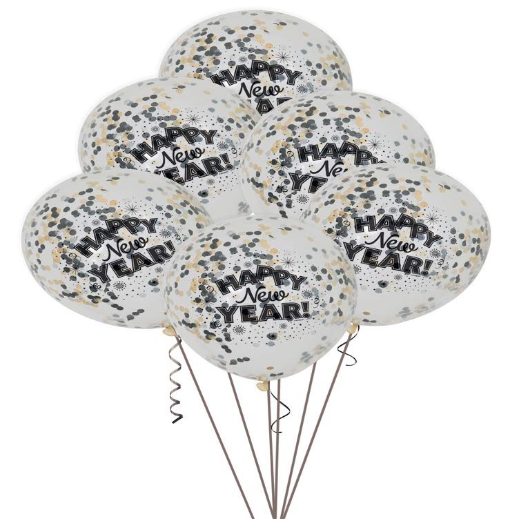 12 Happy New Year Confetti Balloons, 6ct