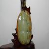 2.4"China Nature Certified Hetian Nephrite Jade Fortune Bat and Peanut Pendant view 2