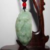 1.9"China Certified Nature Hisui Jadeite Jade Fortune Pixiu and Ruyi Necklace Pendant view 1