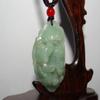 1.9"China Certified Nature Hisui Jadeite Jade Fortune Pixiu and Ruyi Necklace Pendant view 2
