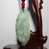 1.9"China Certified Nature Hisui Jadeite Jade Fortune Pixiu and Ruyi Necklace Pendant view 3