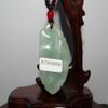 1.9"China Certified Nature Hisui Jadeite Jade Fortune Pixiu and Ruyi Necklace Pendant view 4