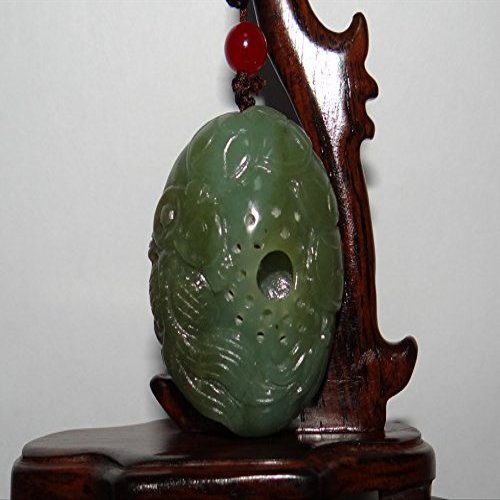 2"China Nature Certified Hetian Nephrite Jade Fortune Gold Fish and Basket Pendant