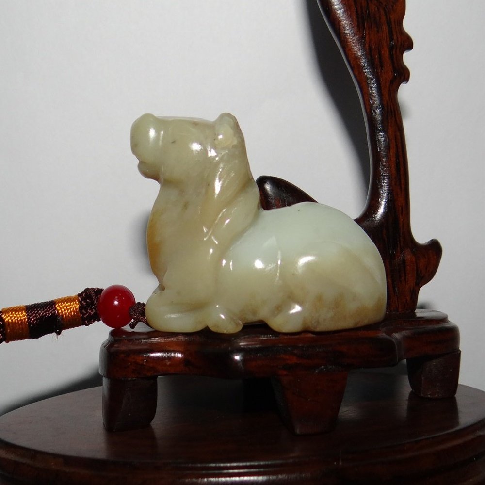 2"China Certified Nature Hetian Nephrite Jade Lucky Horse Hand Carved Pendants